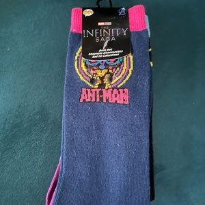 Funko Pop Blacklight Infinity Saga socks; Ant-Man, Black Panther, Captain Marvel
